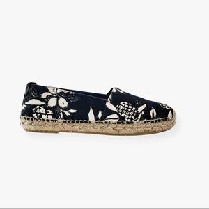 SAINT LAURENT Black Canvas Hibiscus Espadrilles